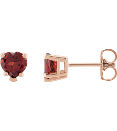 88091 14K Rose Set Heart Natural Mozambique Garnet Pair 5 X 5 Mm Friction Friction Backs Included 5-Prong Polished Natural Mozambique Garnet 5-Prong V-End Earrings