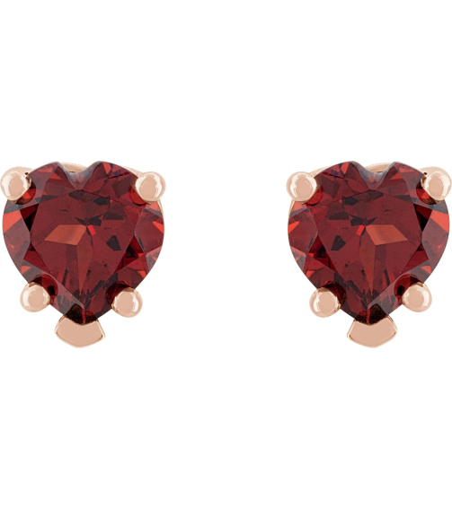 88091 14K Rose Set Heart Natural Mozambique Garnet Pair 5 X 5 Mm Friction Friction Backs Included 5-Prong Polished Natural Mozambique Garnet 5-Prong V-End Earrings