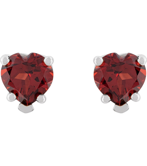 88091 Sterling Silver Set Heart Natural Mozambique Garnet Pair 5 X 5 Mm Friction Friction Backs Included 5-Prong Polished Natural Mozambique Garnet 5-Prong V-End Earrings