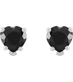 88091 14K White Set Heart Natural Black Onyx Pair 5 X 5 Mm Friction Friction Backs Included 5-Prong Polished Natural Black Onyx 5-Prong V-End Earrings