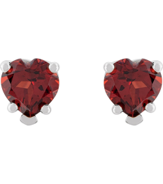88091 14K White Set Heart Natural Mozambique Garnet Pair 5 X 5 Mm Friction Friction Backs Included 5-Prong Polished Natural Mozambique Garnet 5-Prong V-End Earrings