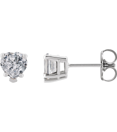 88091 Platinum Set Heart Natural White Sapphire Pair 5 X 5 Mm Friction Friction Backs Included 5-Prong Polished Natural White Sapphire 5-Prong V-End Earrings