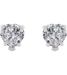 88091 Platinum Set Heart Natural White Sapphire Pair 5 X 5 Mm Friction Friction Backs Included 5-Prong Polished Natural White Sapphire 5-Prong V-End Earrings