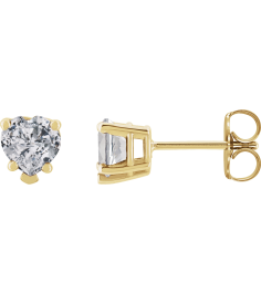 88091 14K Yellow Set Heart Natural White Sapphire Pair 5 X 5 Mm Friction Friction Backs Included 5-Prong Polished Natural White Sapphire 5-Prong V-End Earrings