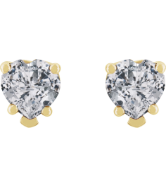 88091 14K Yellow Set Heart Natural White Sapphire Pair 5 X 5 Mm Friction Friction Backs Included 5-Prong Polished Natural White Sapphire 5-Prong V-End Earrings