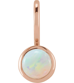 88099 Pendant Set 14K Rose Round Natural White Opal 5 Mm Polished Natural White Opal Pendant