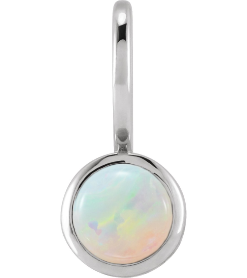 88099 Pendant Set Platinum Round Natural White Opal 5 Mm Polished Natural White Opal Pendant