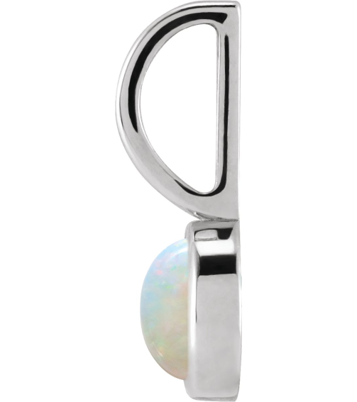 88099 Pendant Set Platinum Round Natural White Opal 5 Mm Polished Natural White Opal Pendant