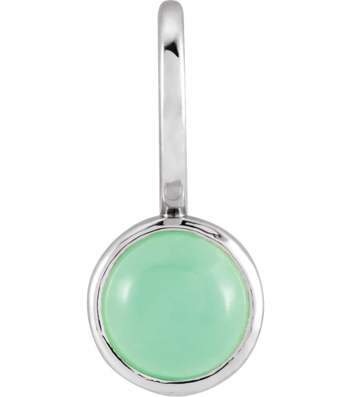 88099 Pendant Set Sterling Silver Round Natural Chrysoprase 5 Mm Polished Natural Chrysoprase Pendant