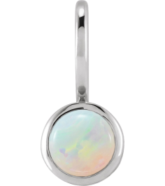 88099 Pendant Set Sterling Silver Round Natural White Opal 5 Mm Polished Natural White Opal Pendant