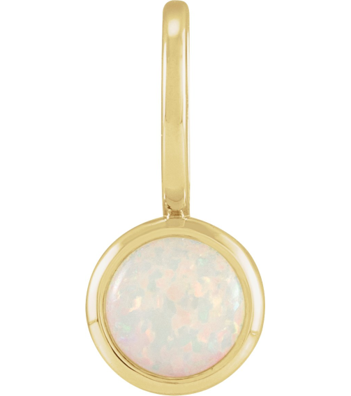 88099 Pendant Set 14K Yellow Round Natural White Opal 5 Mm Polished Natural White Opal Pendant