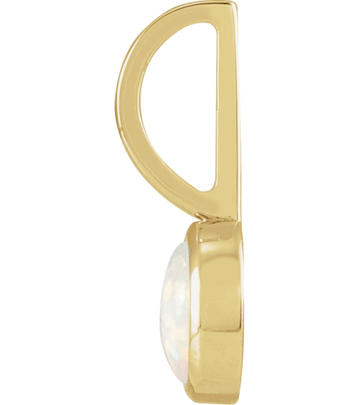 88099 Pendant Set 14K Yellow Round Natural White Opal 5 Mm Polished Natural White Opal Pendant