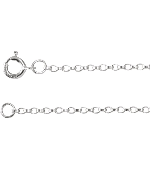 Ch1213 14K White Rolo 1.1 Mm 16 In Spring Ring Polished Rolo Chain
