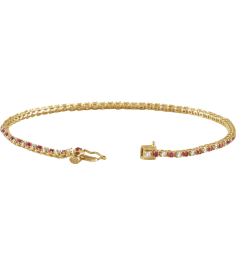 Brc899 Bracelet Set 14K Yellow Round Natural Ruby Natural Diamond 1.5Mm 58 Ctw I1, H+ 7 14 In Polished Natural Ruby And 58 Ctw Diamond Line Bracelet