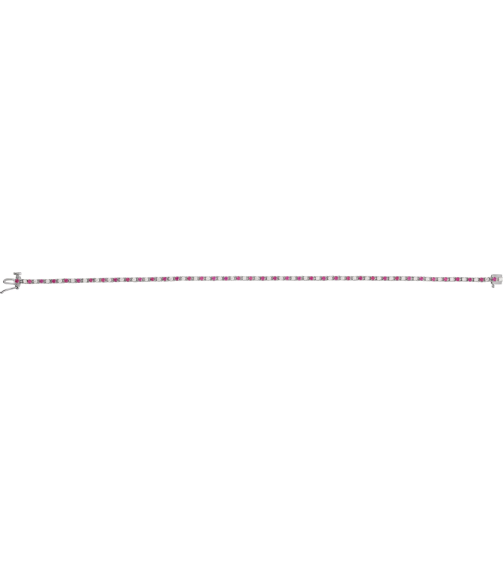 Brc899 Bracelet Set 14K White Round Natural Ruby Natural Diamond 1.5Mm 58 Ctw I1, H+ 7 14 In Polished Natural Ruby And 58 Ctw Diamond Line Bracelet