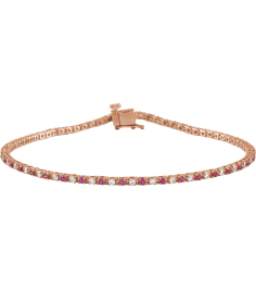Brc899 Bracelet Set 14K Rose Round Natural Ruby Natural Diamond 1.5Mm 58 Ctw I1, H+ 7 14 In Polished Natural Ruby And 58 Ctw Diamond Line Bracelet