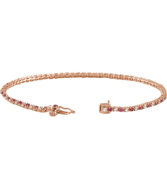 Brc899 Bracelet Set 14K Rose Round Natural Ruby Natural Diamond 1.5Mm 58 Ctw I1, H+ 7 14 In Polished Natural Ruby And 58 Ctw Diamond Line Bracelet