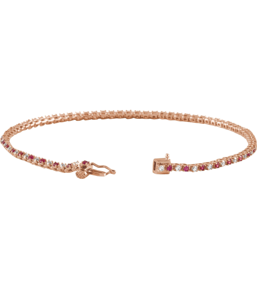Brc899 Bracelet Set 14K Rose Round Natural Ruby Natural Diamond 1.5Mm 58 Ctw I1, H+ 7 14 In Polished Natural Ruby And 58 Ctw Diamond Line Bracelet