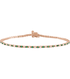 Brc899 Bracelet Set 14K Rose Round Natural Emerald Natural Diamond 1.5Mm 58 Ctw I1, H+ 7 14 In Polished Natural Emerald And 58 Ctw Diamond Line Bracelet