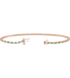 Brc899 Bracelet Set 14K Rose Round Natural Emerald Natural Diamond 1.5Mm 58 Ctw I1, H+ 7 14 In Polished Natural Emerald And 58 Ctw Diamond Line Bracelet