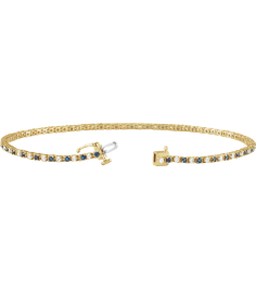 Brc899 Bracelet Set 14K Yellow Round Natural Blue Sapphire Natural Diamond 1.5Mm 58 Ctw I1, H+ 7 14 In Polished Natural Blue Sapphire And 58 Ctw Diamond Bracelet