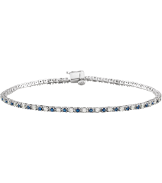 Brc899 Bracelet Set 14K White Round Natural Blue Sapphire Natural Diamond 1.5Mm 58 Ctw I1, H+ 7 14 In Polished Natural Blue Sapphire And 58 Ctw Diamond Bracelet