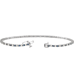 Brc899 Bracelet Set 14K White Round Natural Blue Sapphire Natural Diamond 1.5Mm 58 Ctw I1, H+ 7 14 In Polished Natural Blue Sapphire And 58 Ctw Diamond Bracelet