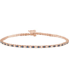 Brc899 Bracelet Set 14K Rose Round Natural Blue Sapphire Natural Diamond 1.5Mm 58 Ctw I1, H+ 7 14 In Polished Natural Blue Sapphire And 58 Ctw Diamond Bracelet