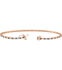 Brc899 Bracelet Set 14K Rose Round Natural Blue Sapphire Natural Diamond 1.5Mm 58 Ctw I1, H+ 7 14 In Polished Natural Blue Sapphire And 58 Ctw Diamond Bracelet