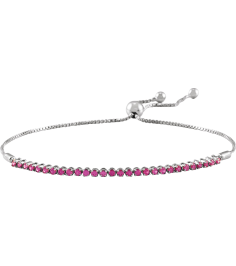Brc900 Bracelet Set 14K White Round Natural Ruby 1.7 Mm 9 12 In Polished Natural Ruby Adjustable Bolo Bracelet