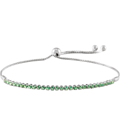 Brc900 Bracelet Set 14K White Round Natural Emerald 1.7 Mm 9 12 In Polished Natural Emerald Adjustable Bolo Bracelet