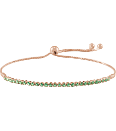 Brc900 Bracelet Set 14K Rose Round Natural Emerald 1.7 Mm 9 12 In Polished Natural Emerald Adjustable Bolo Bracelet