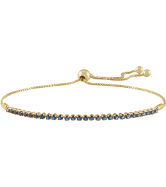 Brc900 Bracelet Set 14K Yellow Round Natural Blue Sapphire 1.7 Mm 9 12 In Polished Natural Blue Sapphire Adjustable Bolo Bracelet
