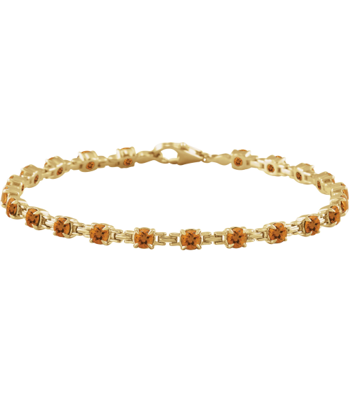 Brc901 Bracelet Set 14K Yellow Round Natural Citrine 3.5 Mm 7 14 In Polished Natural Citrine Line Bracelet