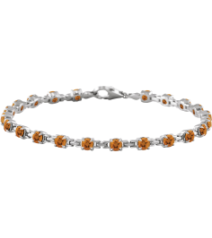 Brc901 Bracelet Set 14K White Round Natural Citrine 3.5 Mm 7 14 In Polished Natural Citrine Line Bracelet