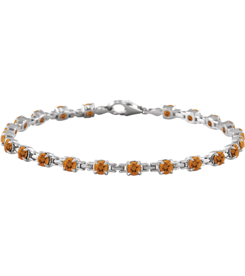 Brc901 Bracelet Set 14K White Round Natural Citrine 3.5 Mm 7 14 In Polished Natural Citrine Line Bracelet