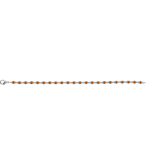 Brc901 Bracelet Set 14K White Round Natural Citrine 3.5 Mm 7 14 In Polished Natural Citrine Line Bracelet