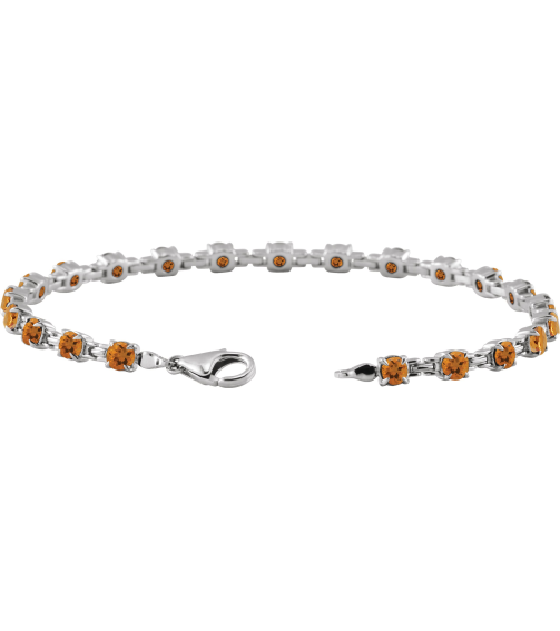 Brc901 Bracelet Set 14K White Round Natural Citrine 3.5 Mm 7 14 In Polished Natural Citrine Line Bracelet