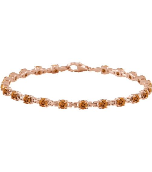 Brc901 Bracelet Set 14K Rose Round Natural Citrine 3.5 Mm 7 14 In Polished Natural Citrine Line Bracelet