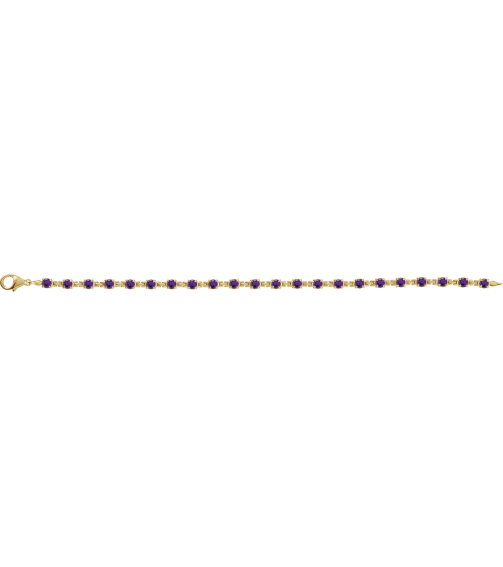 Brc901 Bracelet Set 14K Yellow Round Natural Amethyst 3.5 Mm 7 14 In Polished Natural Amethyst Line Bracelet