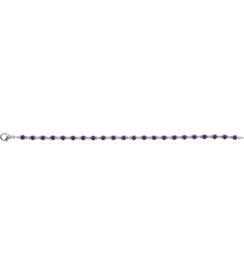 Brc901 Bracelet Set 14K White Round Natural Amethyst 3.5 Mm 7 14 In Polished Natural Amethyst Line Bracelet