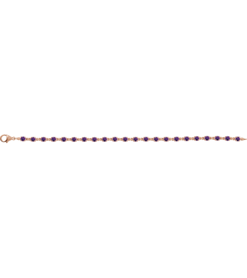 Brc901 Bracelet Set 14K Rose Round Natural Amethyst 3.5 Mm 7 14 In Polished Natural Amethyst Line Bracelet