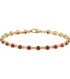 Brc901 Bracelet Set 14K Yellow Round Natural Mozambique Garnet 3.5 Mm 7 14 In Polished Natural Mozambique Garnet Line Bracelet