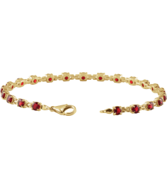 Brc901 Bracelet Set 14K Yellow Round Natural Mozambique Garnet 3.5 Mm 7 14 In Polished Natural Mozambique Garnet Line Bracelet