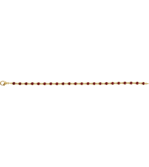 Brc901 Bracelet Set 14K Yellow Round Natural Mozambique Garnet 3.5 Mm 7 14 In Polished Natural Mozambique Garnet Line Bracelet