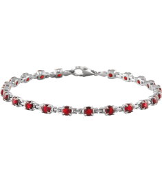 Brc901 Bracelet Set 14K White Round Natural Mozambique Garnet 3.5 Mm 7 14 In Polished Natural Mozambique Garnet Line Bracelet