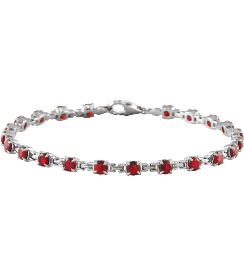 Brc901 Bracelet Set 14K White Round Natural Mozambique Garnet 3.5 Mm 7 14 In Polished Natural Mozambique Garnet Line Bracelet