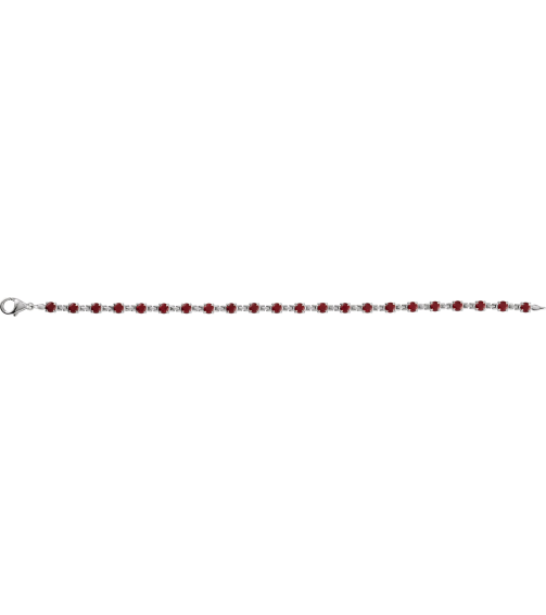 Brc901 Bracelet Set 14K White Round Natural Mozambique Garnet 3.5 Mm 7 14 In Polished Natural Mozambique Garnet Line Bracelet