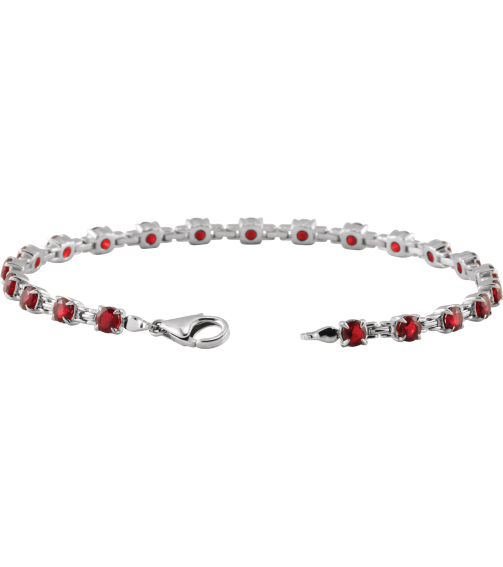 Brc901 Bracelet Set 14K White Round Natural Mozambique Garnet 3.5 Mm 7 14 In Polished Natural Mozambique Garnet Line Bracelet