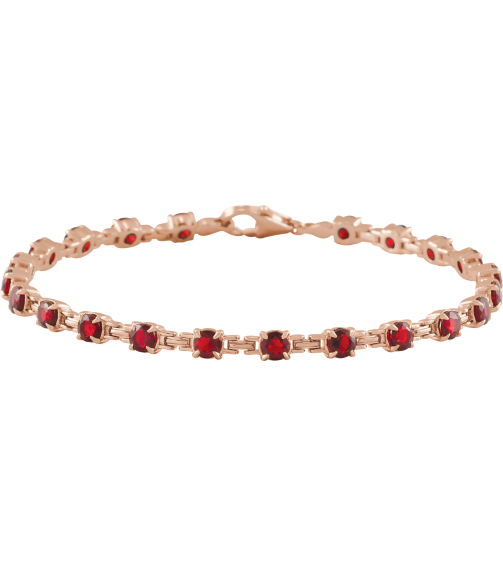 Brc901 Bracelet Set 14K Rose Round Natural Mozambique Garnet 3.5 Mm 7 14 In Polished Natural Mozambique Garnet Line Bracelet